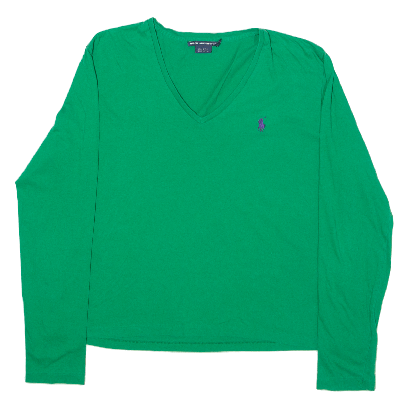 POLO SPORT RALPH LAUREN Womens T-Shirt Green Long Sleeve V-Neck XL