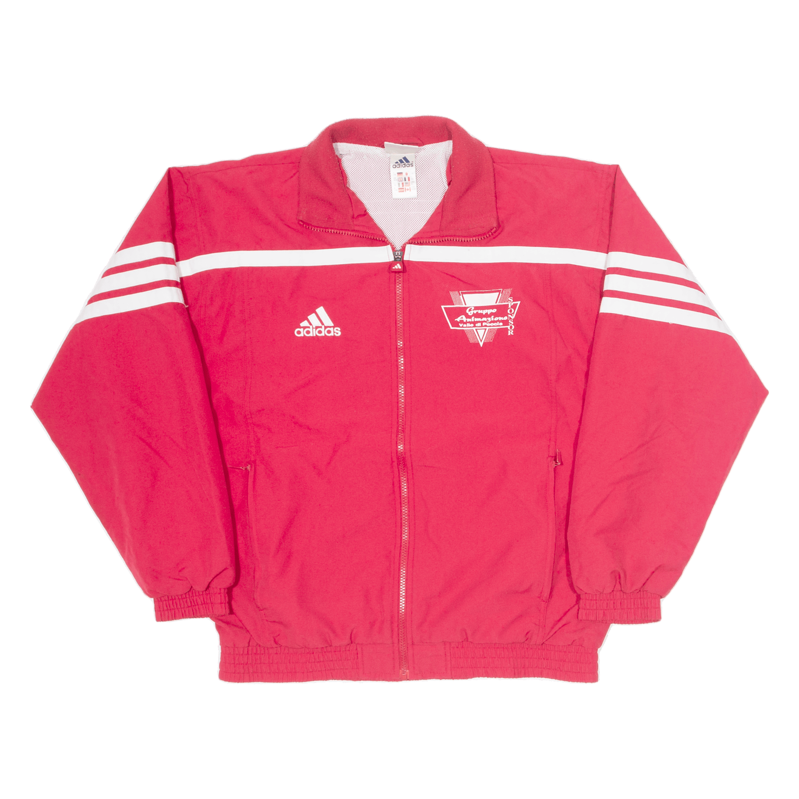 Vintage ADIDAS Mesh Lined Boys Track Jacket Red 90s USA 16Y Go Thrift