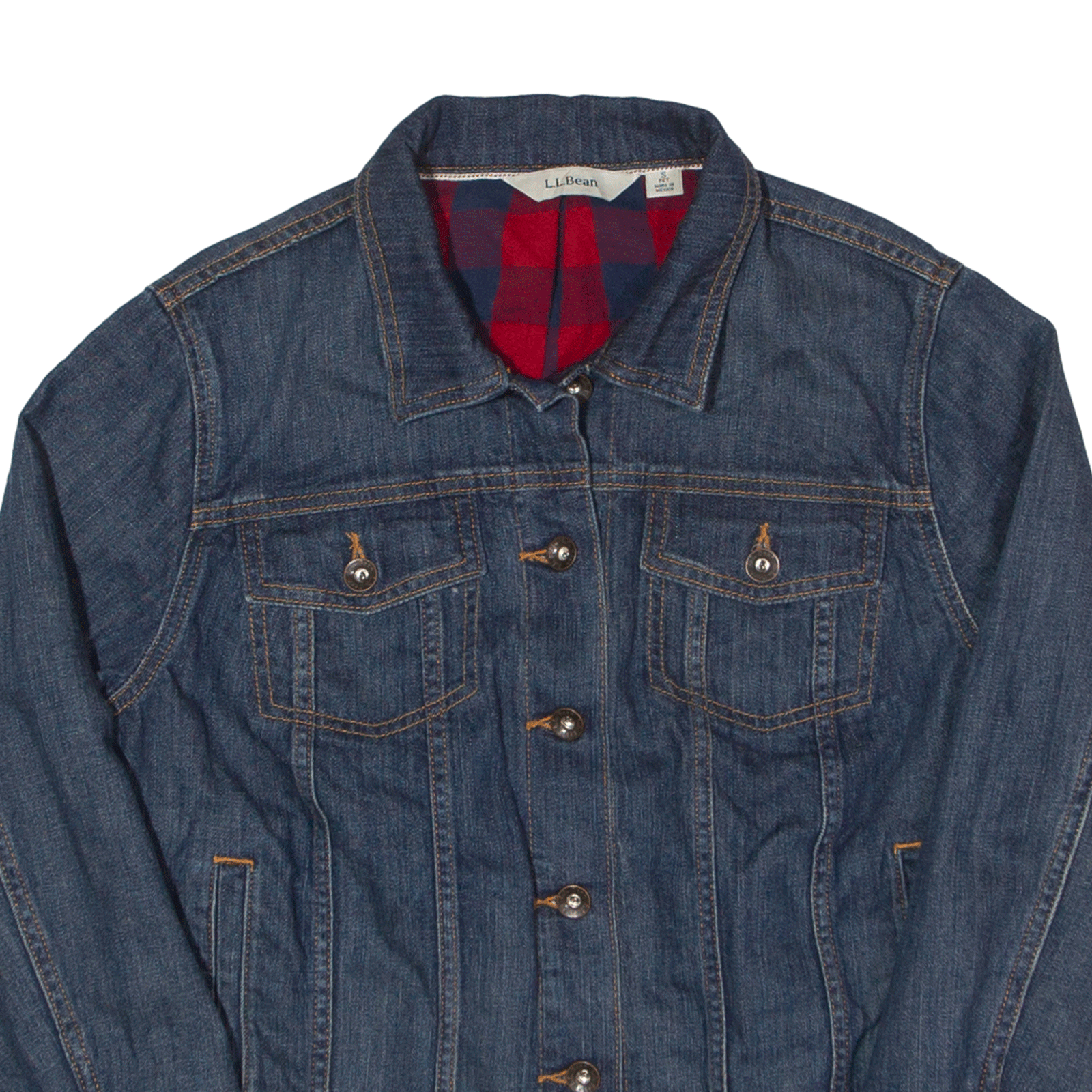 LL BEAN Blanket Lined Denim Jacket Blue 90s Womens S Go Thrift